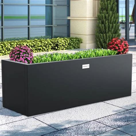 black metal plant box|black metal planting box.